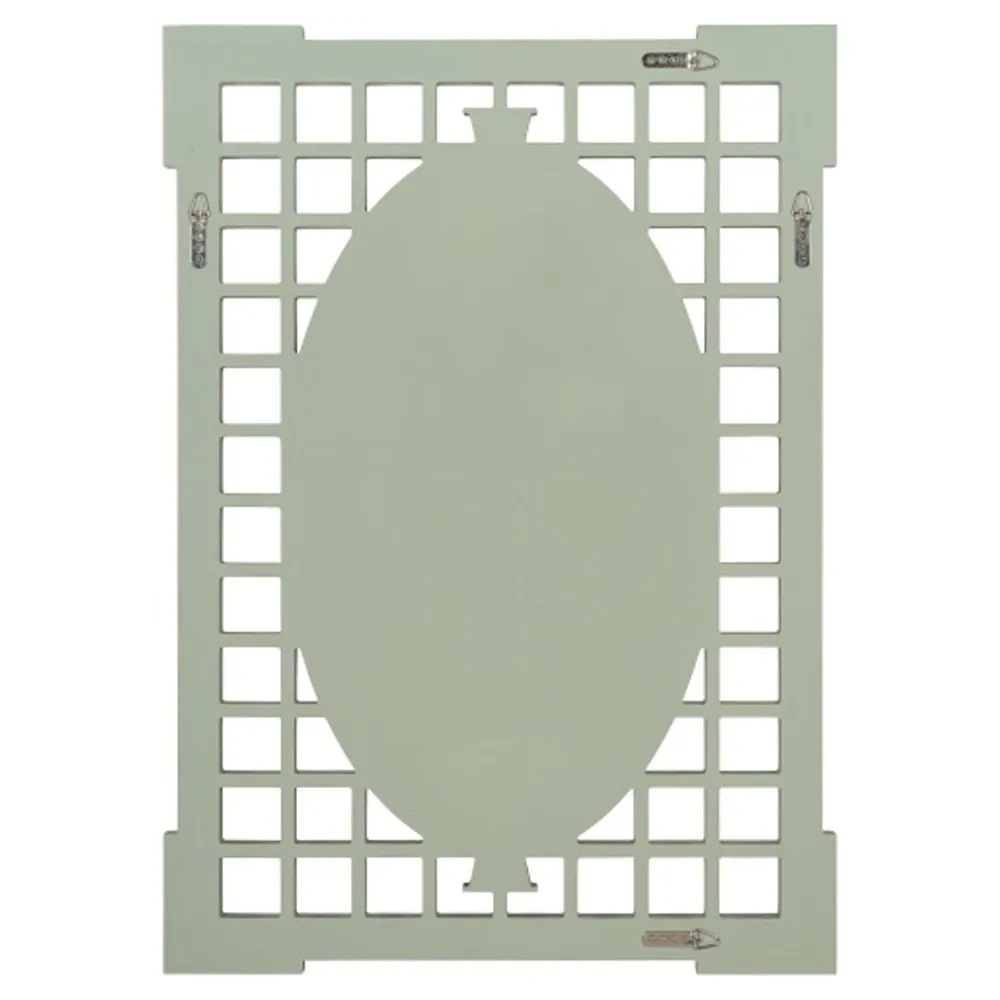 Jocelyn Lattice Frame Wall Mirror - Sage Green, Wood