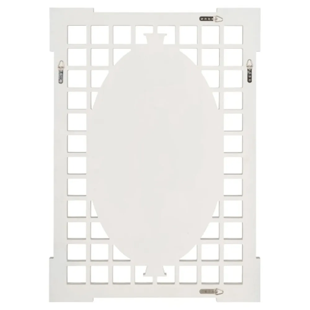Jocelyn Lattice Frame Wall Mirror - White, Wood