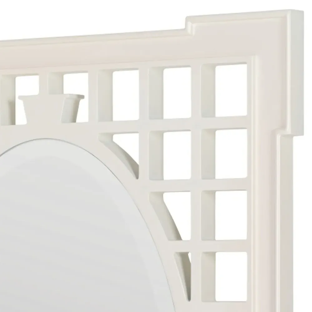 Jocelyn Lattice Frame Wall Mirror - White, Wood