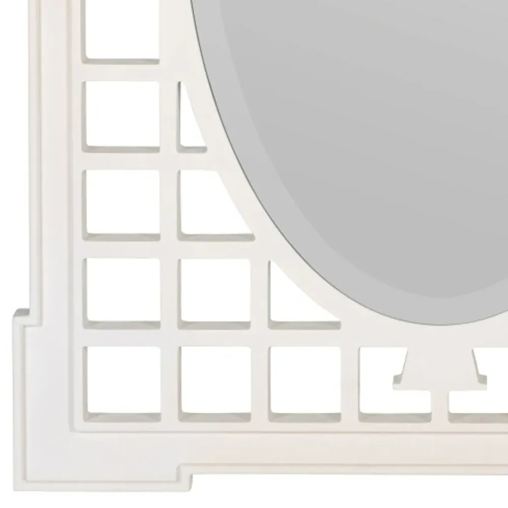 Jocelyn Lattice Frame Wall Mirror - White, Wood
