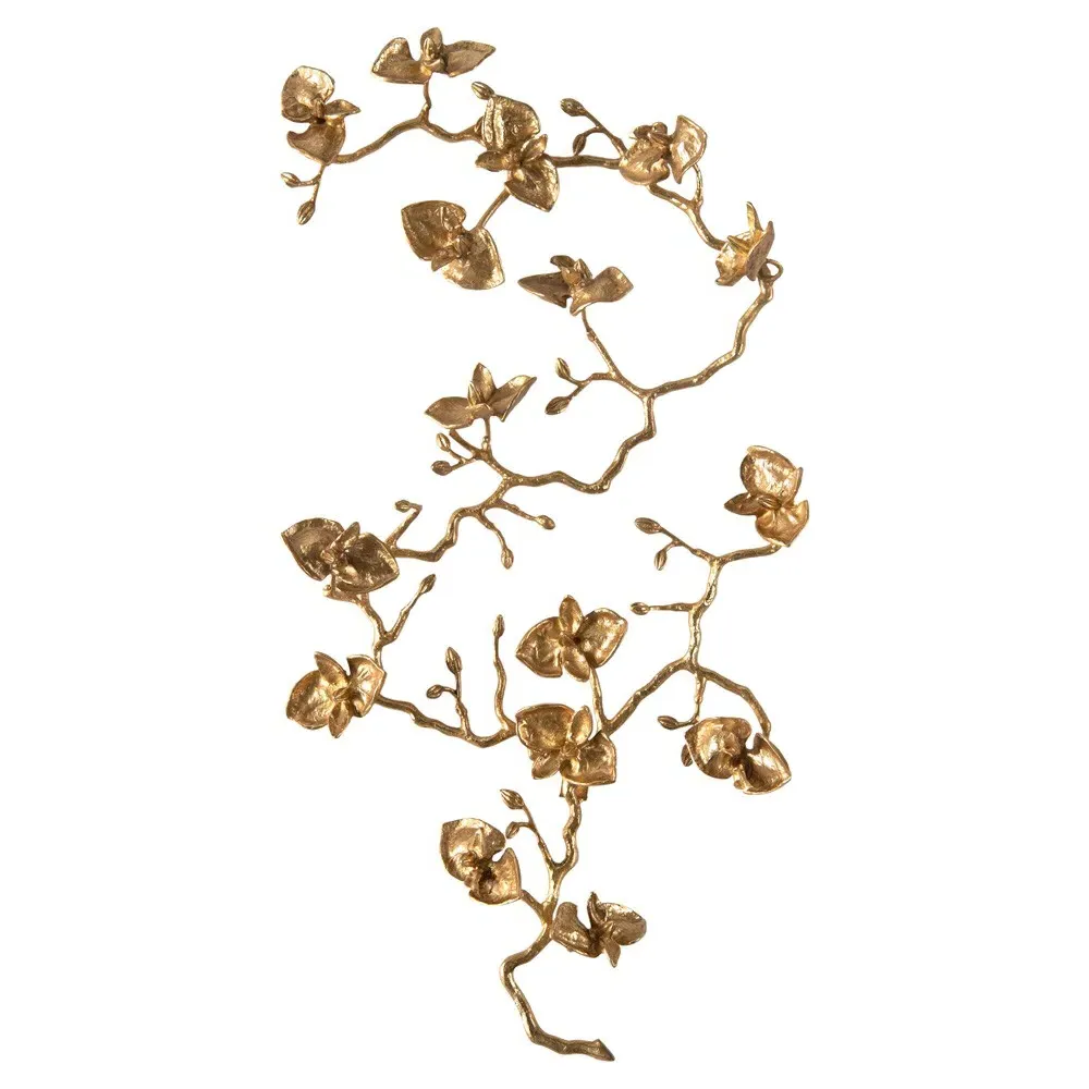 John Richard Brass Orchid Wall Sculpture I - Gold, Metal image