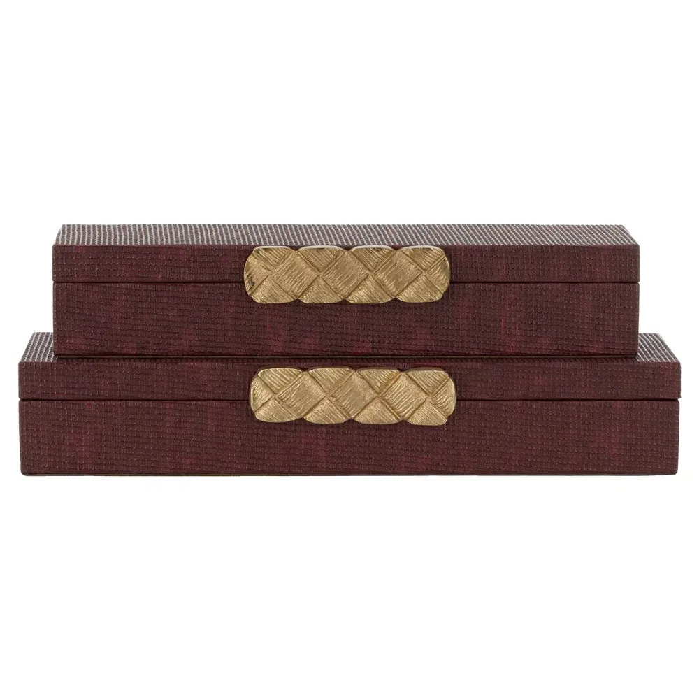 John Richard Chateau Decorative Box Set - Burgundy, Wood image