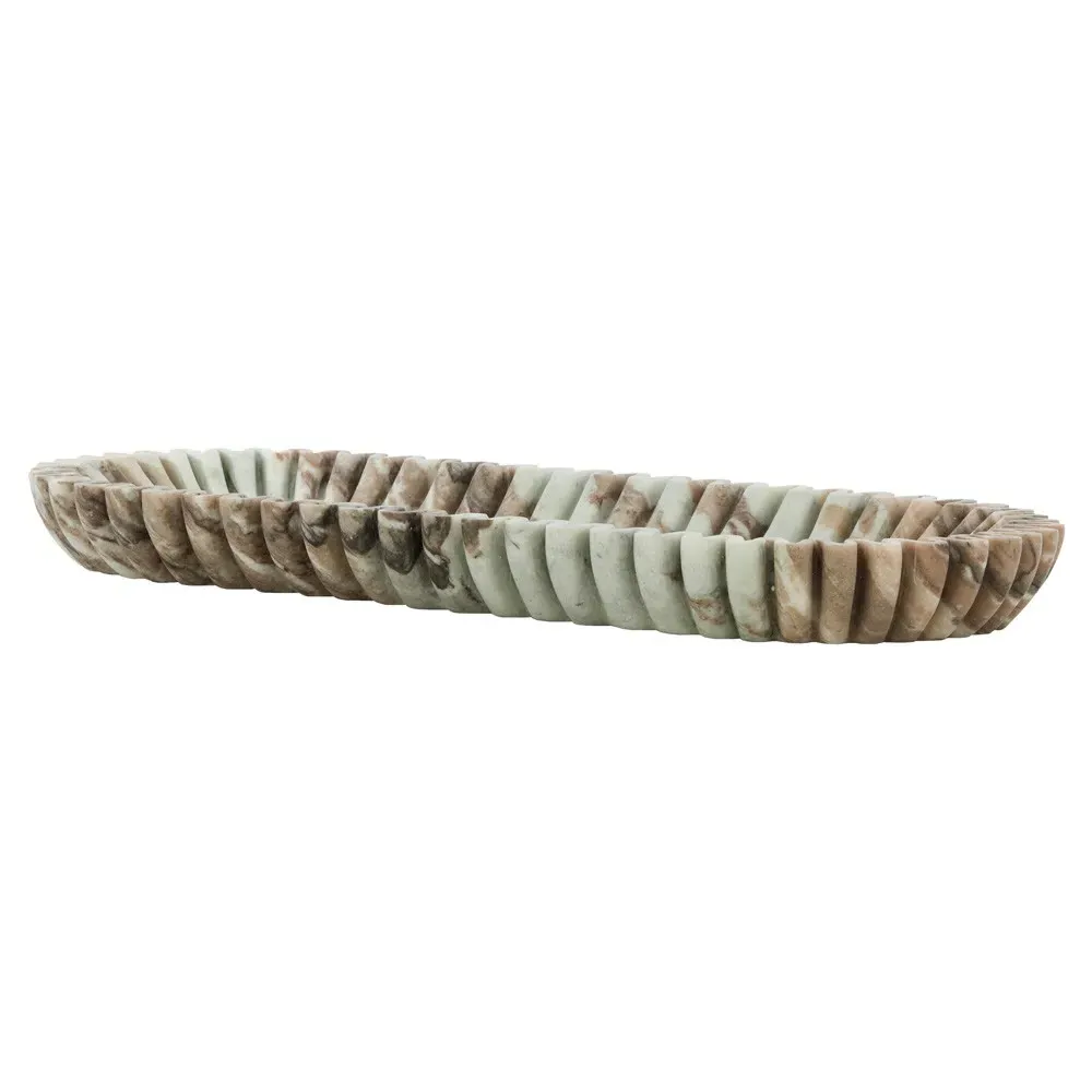 John Richard Scalloped Oval Decorative Tray - Brown, Marble