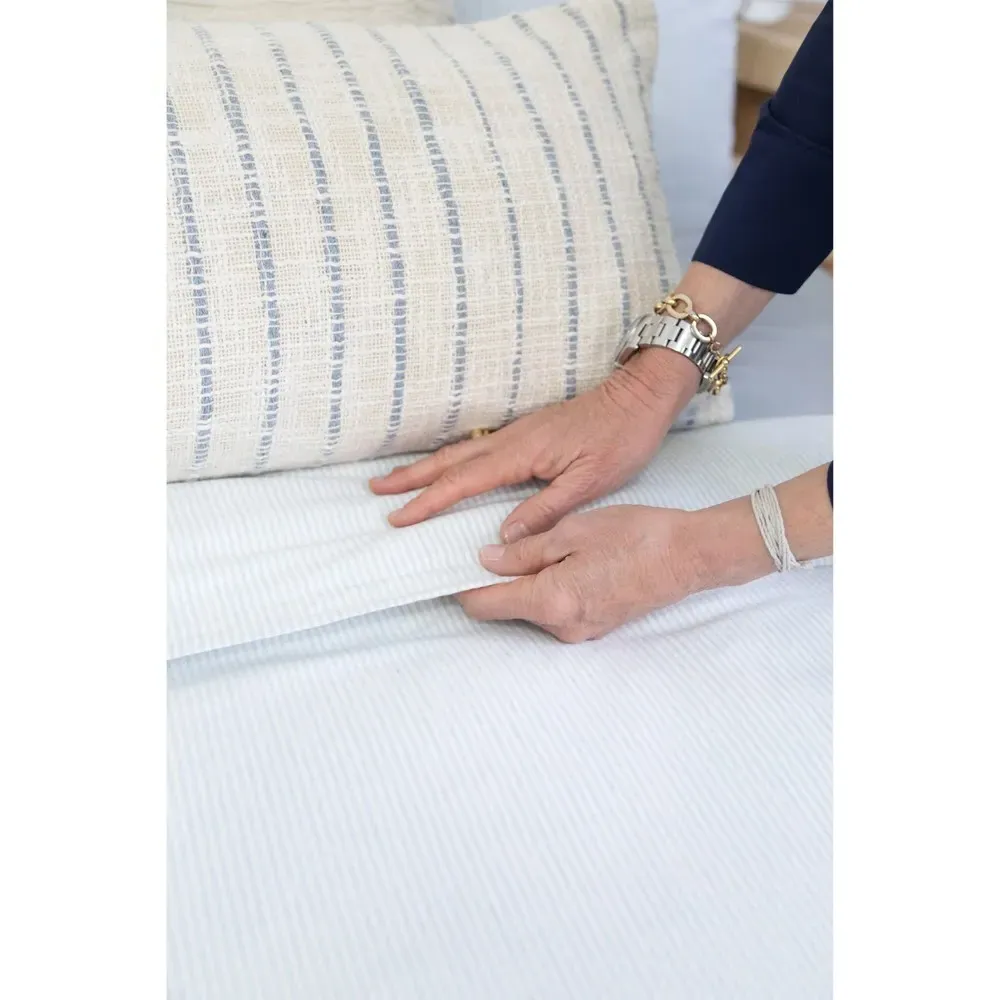 Jojo Striped Lumbar Pillow - Blue Grey, Cotton