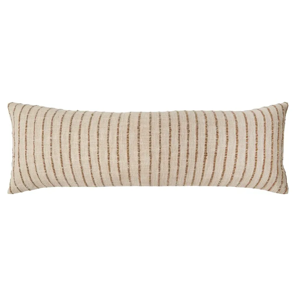 Jojo Striped Lumbar Pillow - Walnut Brown, Cotton