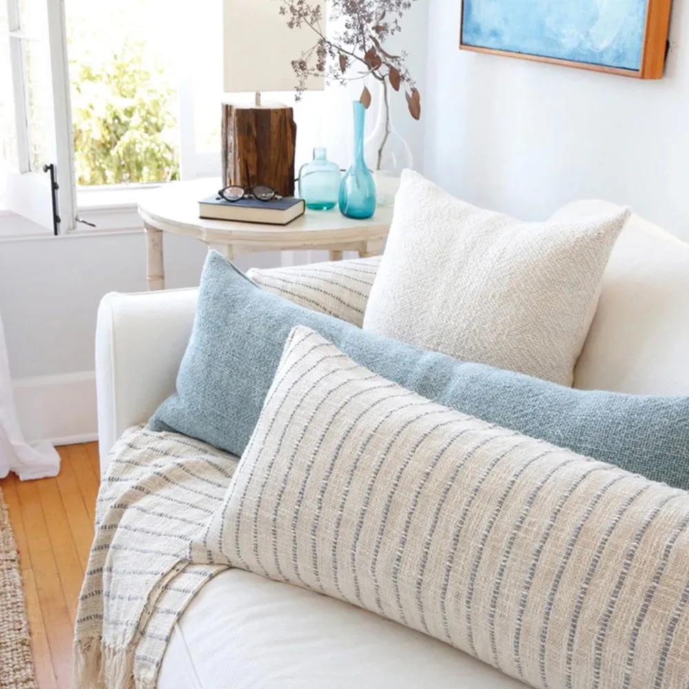 Jojo Striped Oversized Throw Blanket - Blue Grey, Cotton