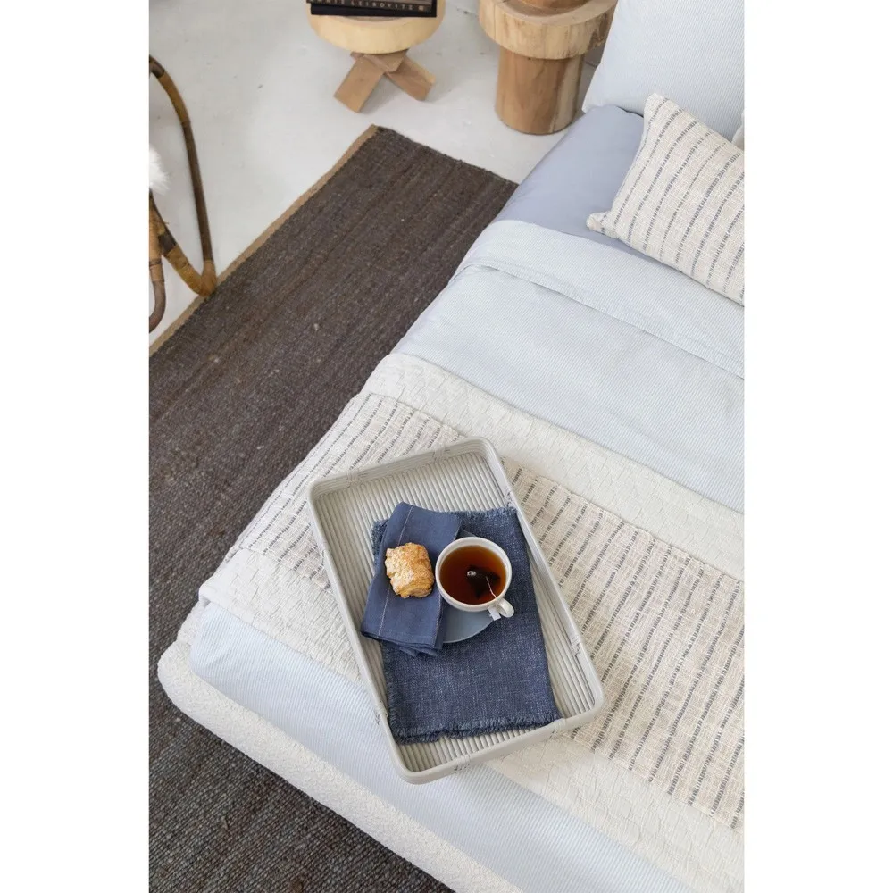 Jojo Striped Oversized Throw Blanket - Blue Grey, Cotton