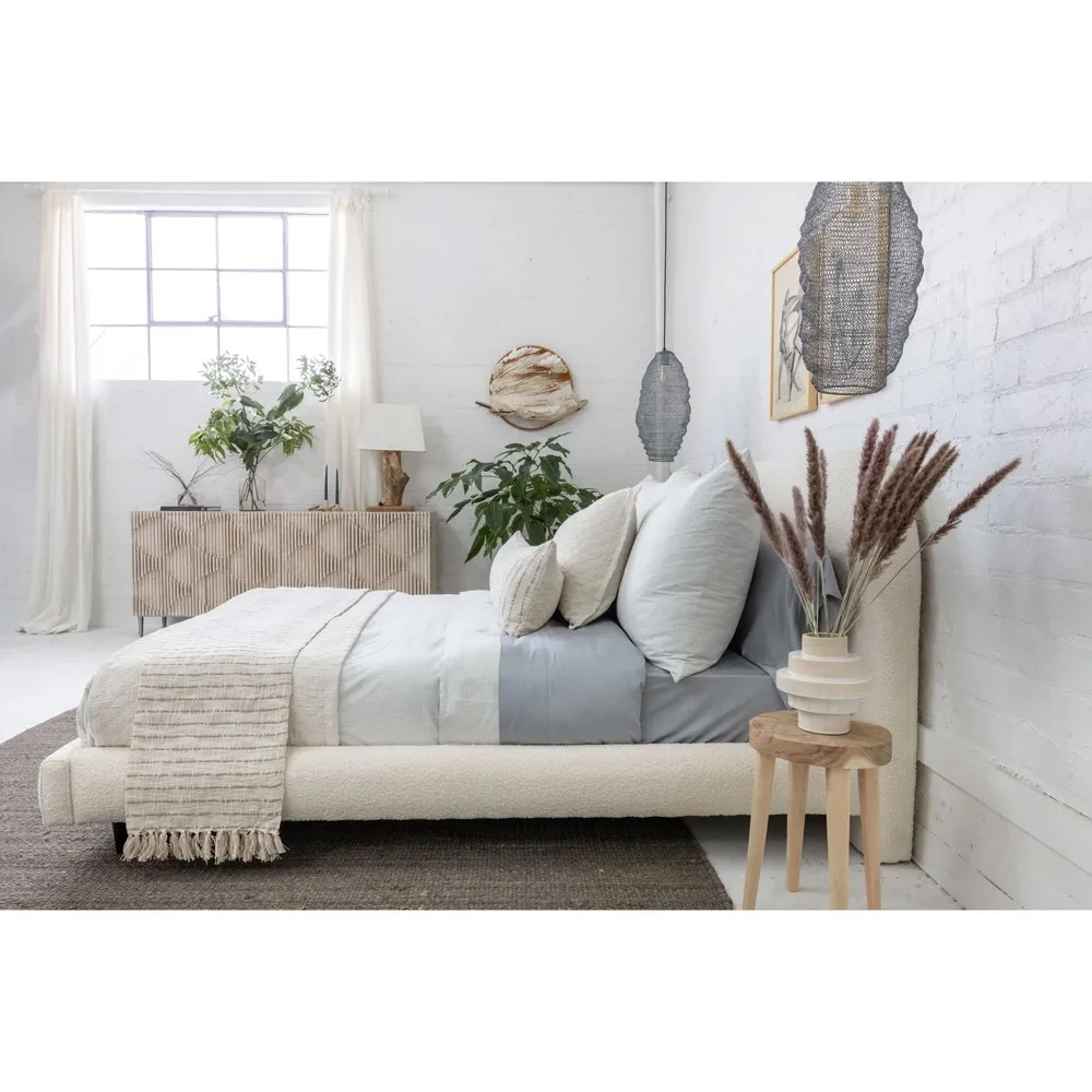 Jojo Striped Oversized Throw Blanket - Blue Grey, Cotton