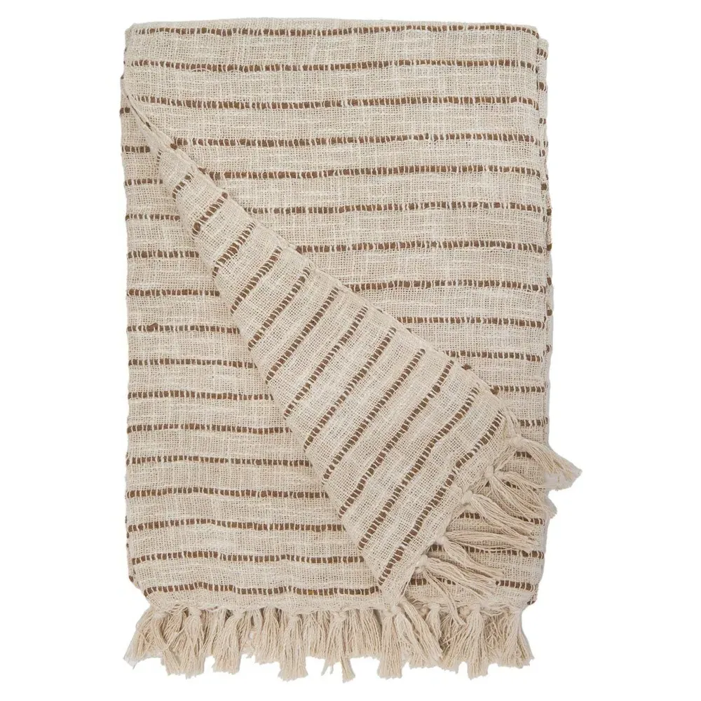 Jojo Striped Oversized Throw Blanket - Walnut Brown, Cotton
