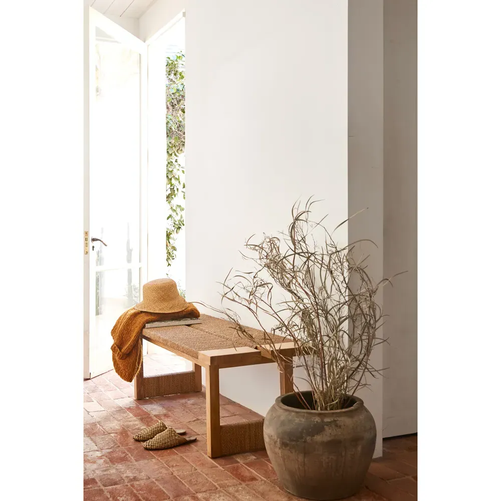 Jolene Bench with Seagrass Rope - Brown, Beechwood