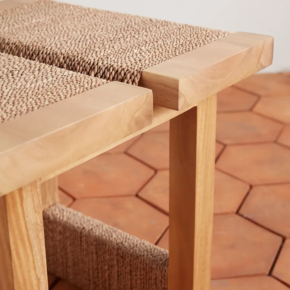 Jolene Bench with Seagrass Rope - Brown, Beechwood