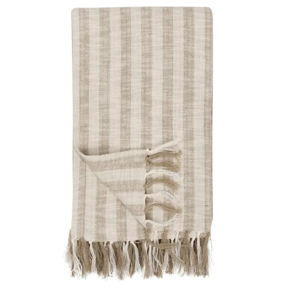 Jolene Striped Throw Blanket - Beige, Cotton