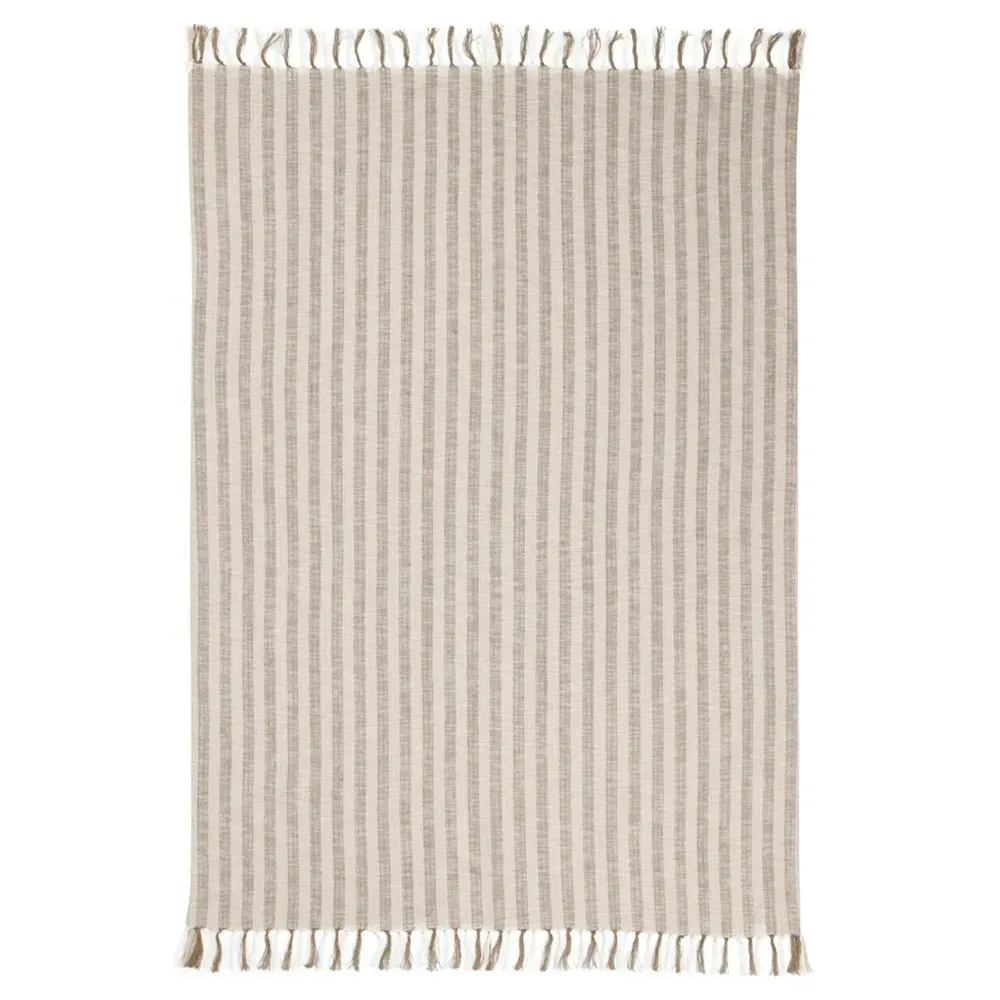 Jolene Striped Throw Blanket - Beige, Cotton