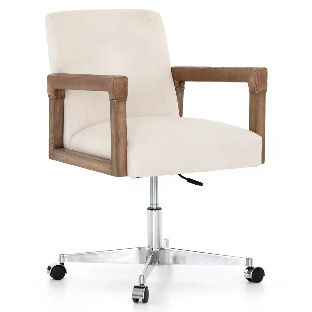 Jolie Upholstered Office Chair with Steel Base - Cream