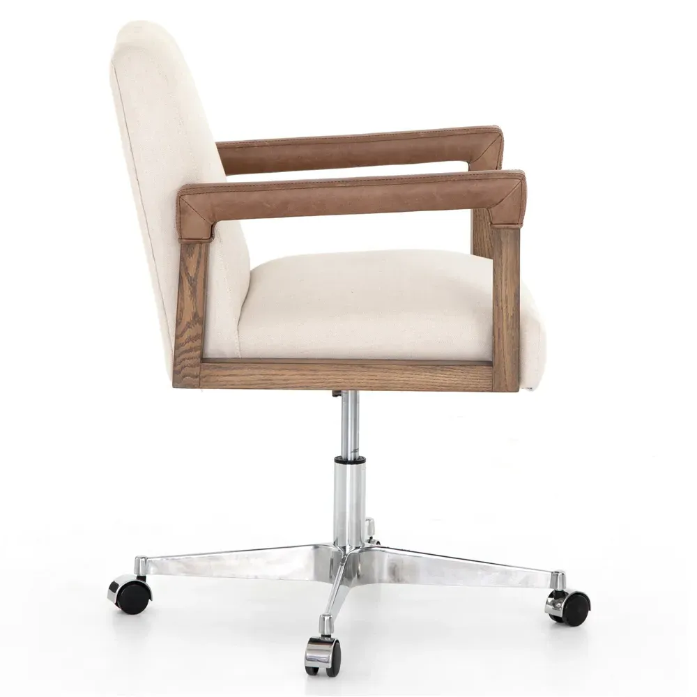 Jolie Upholstered Office Chair with Steel Base - Cream