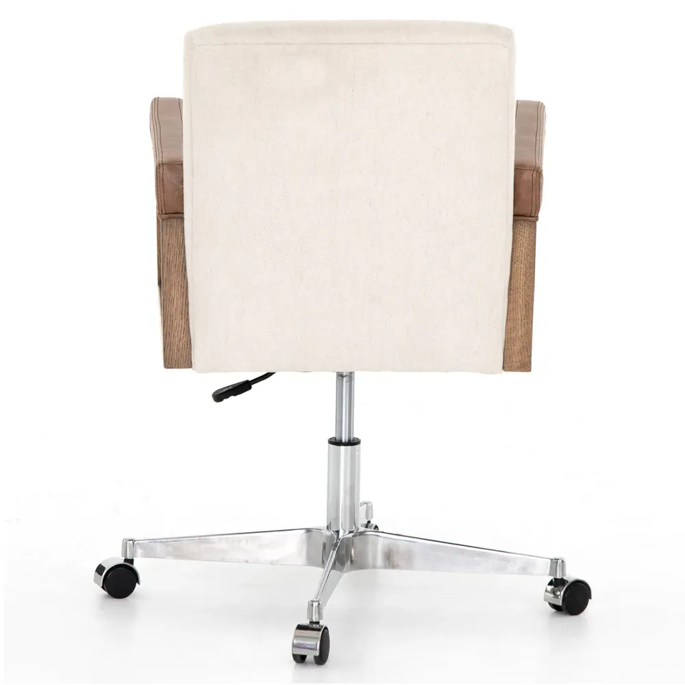 Jolie Upholstered Office Chair with Steel Base - Cream