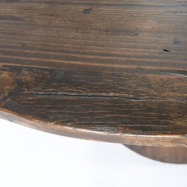 Jolina Round Dining Table - Dark Brown, Reclaimed Wood