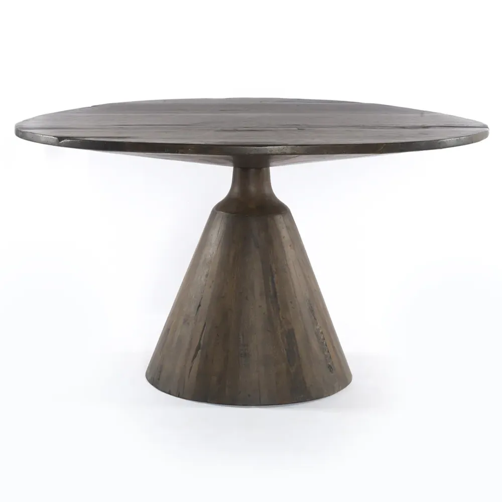 Jolina Round Dining Table - Dark Brown, Reclaimed Wood