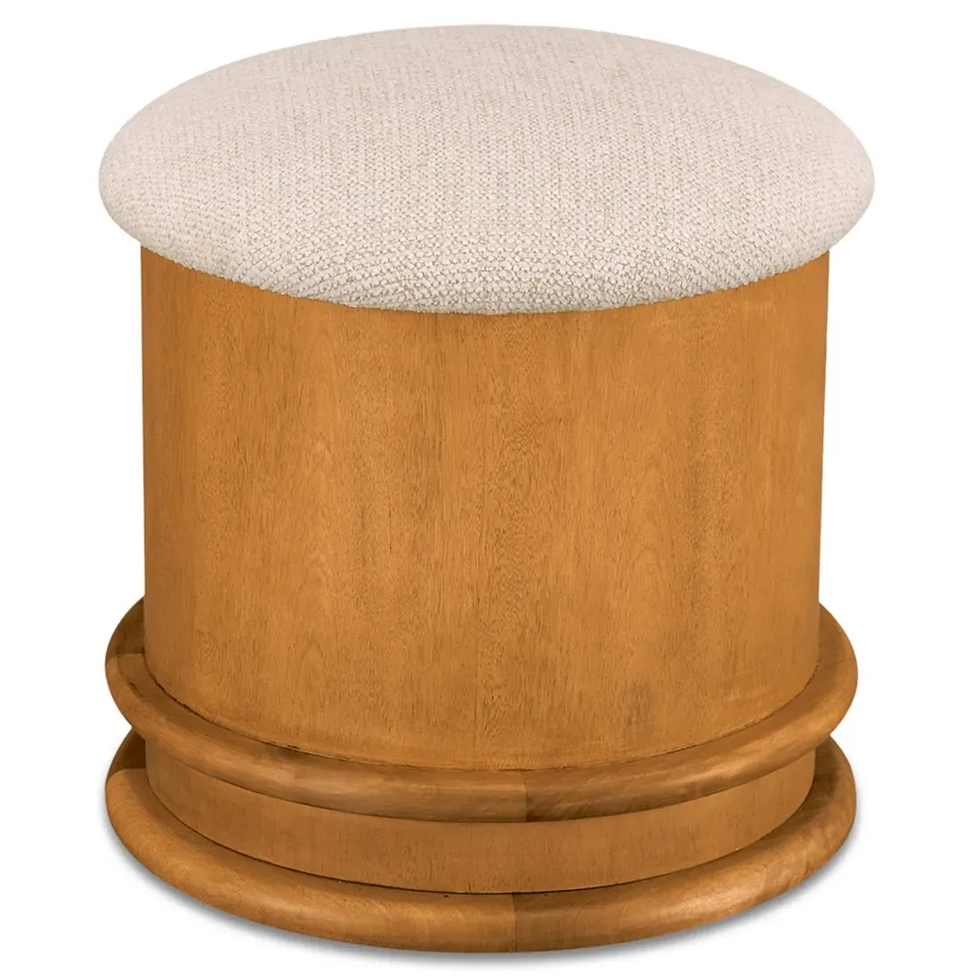 Jonathan Round Storage Ottoman - Cream, Chenille
