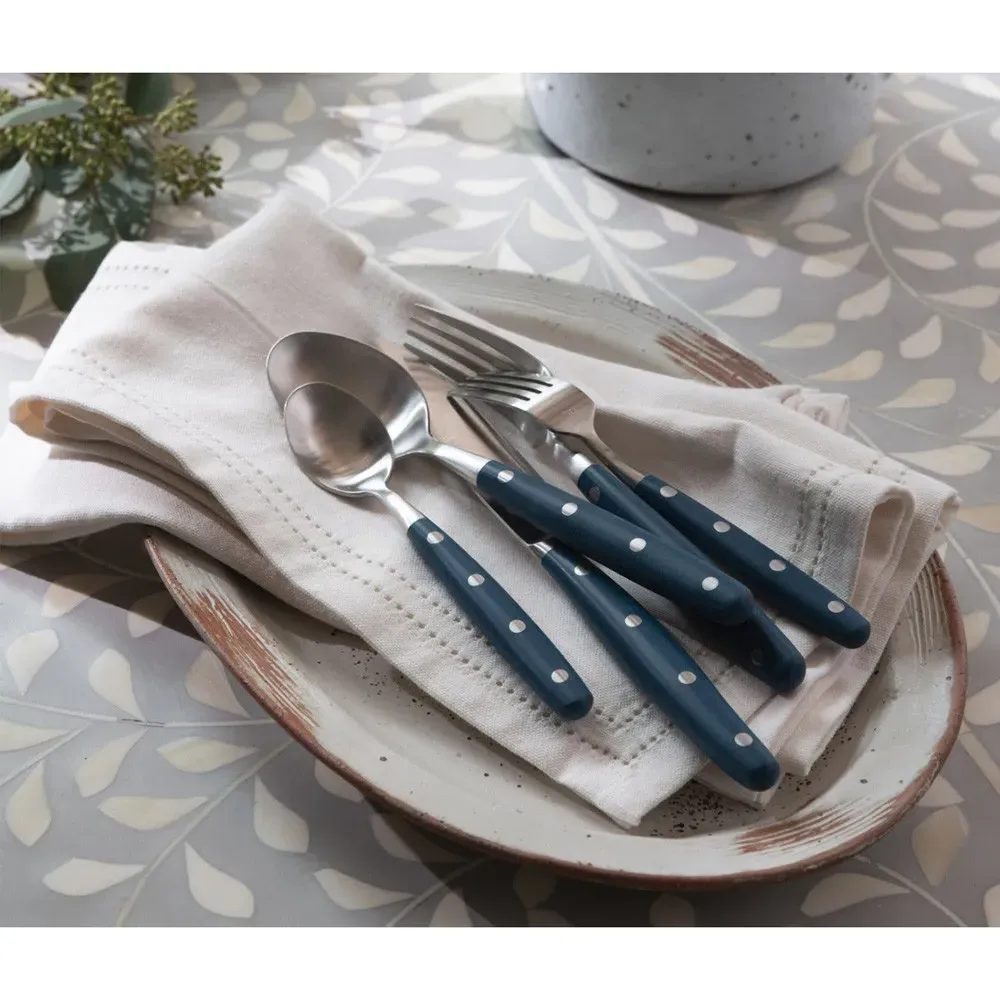 Jones 5 Piece Flatware Set with Resin Handle - Blue, Stainless Steel