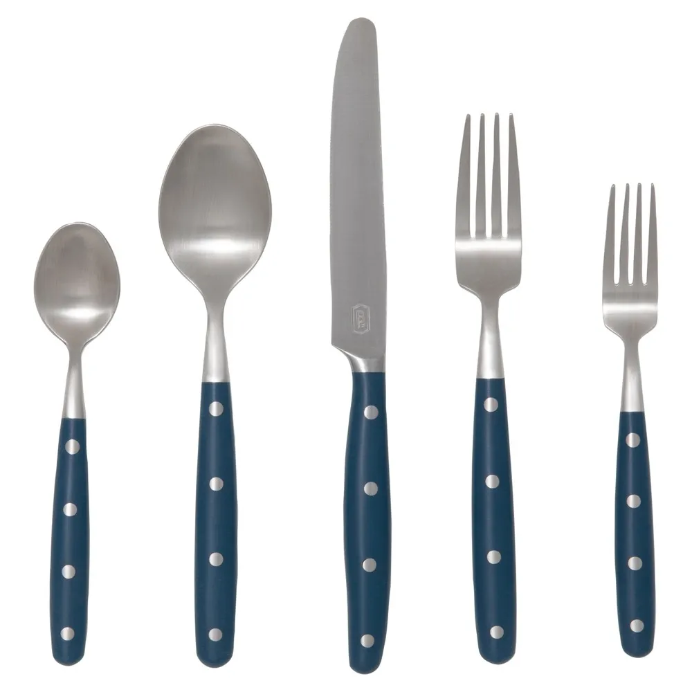 Jones 5 Piece Flatware Set with Resin Handle - Blue, Stainless Steel image