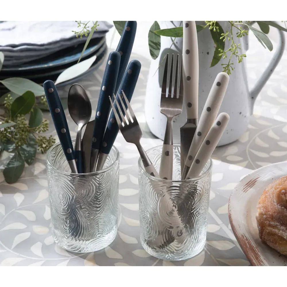 Jones 5 Piece Flatware Set with Resin Handle - Cream, Stainless Steel