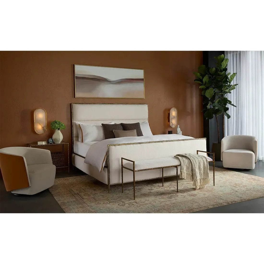 Jonty Bedroom Bench - Cream, Performance Fabric