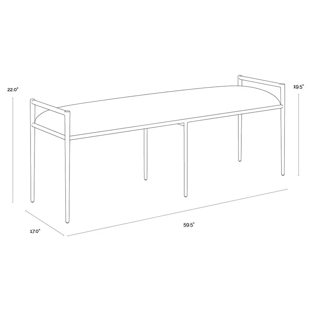 Jonty Bedroom Bench - Grey, Performance Fabric