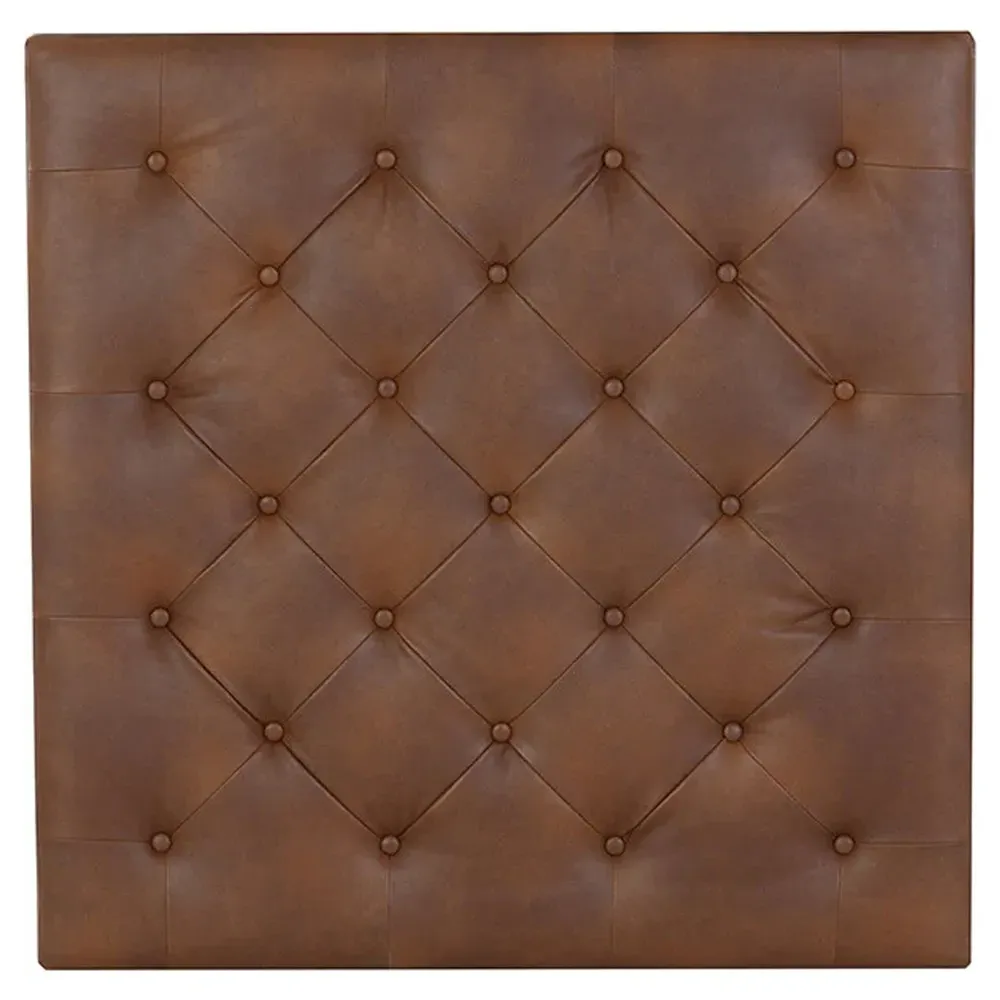Jonty Square Tufted Ottoman - Brown, Faux Leather