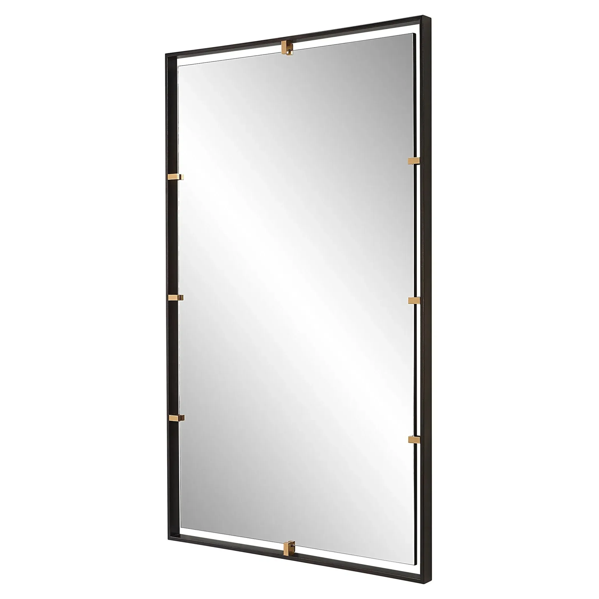 Jorah Rectangular Wall Mirror with Clips - Bronze, Iron