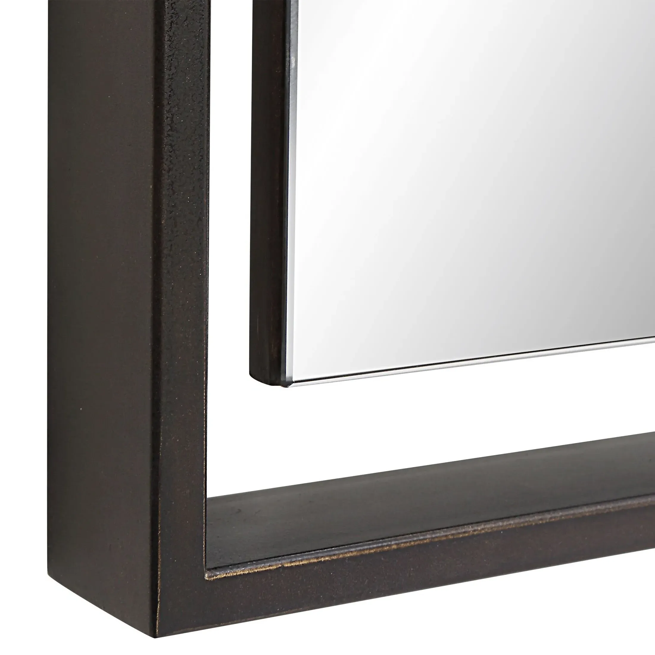 Jorah Rectangular Wall Mirror with Clips - Bronze, Iron