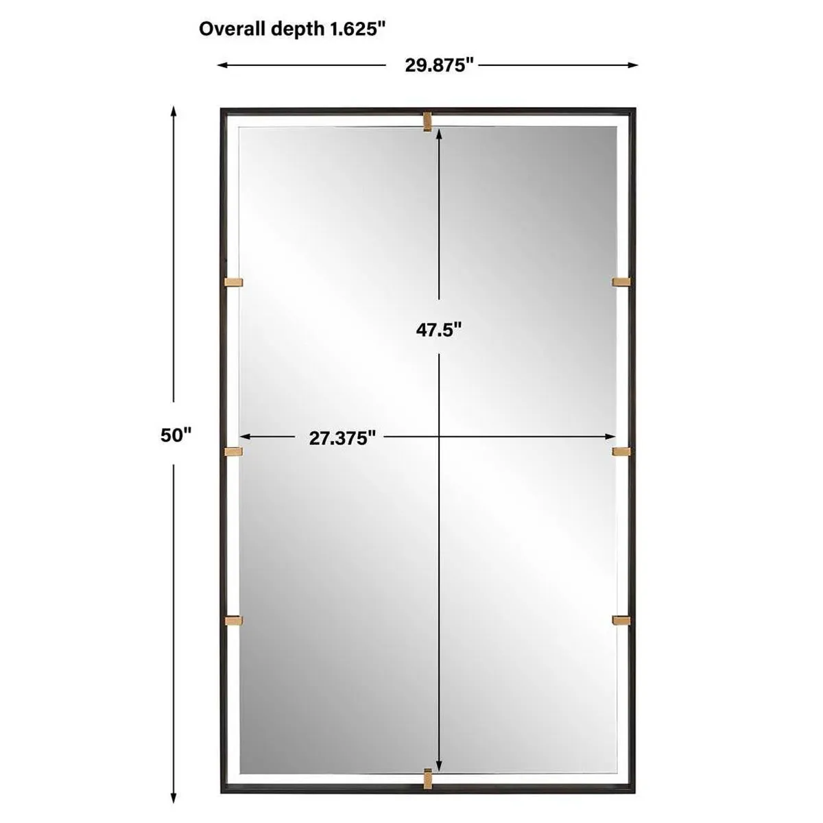 Jorah Rectangular Wall Mirror with Clips - Bronze, Iron