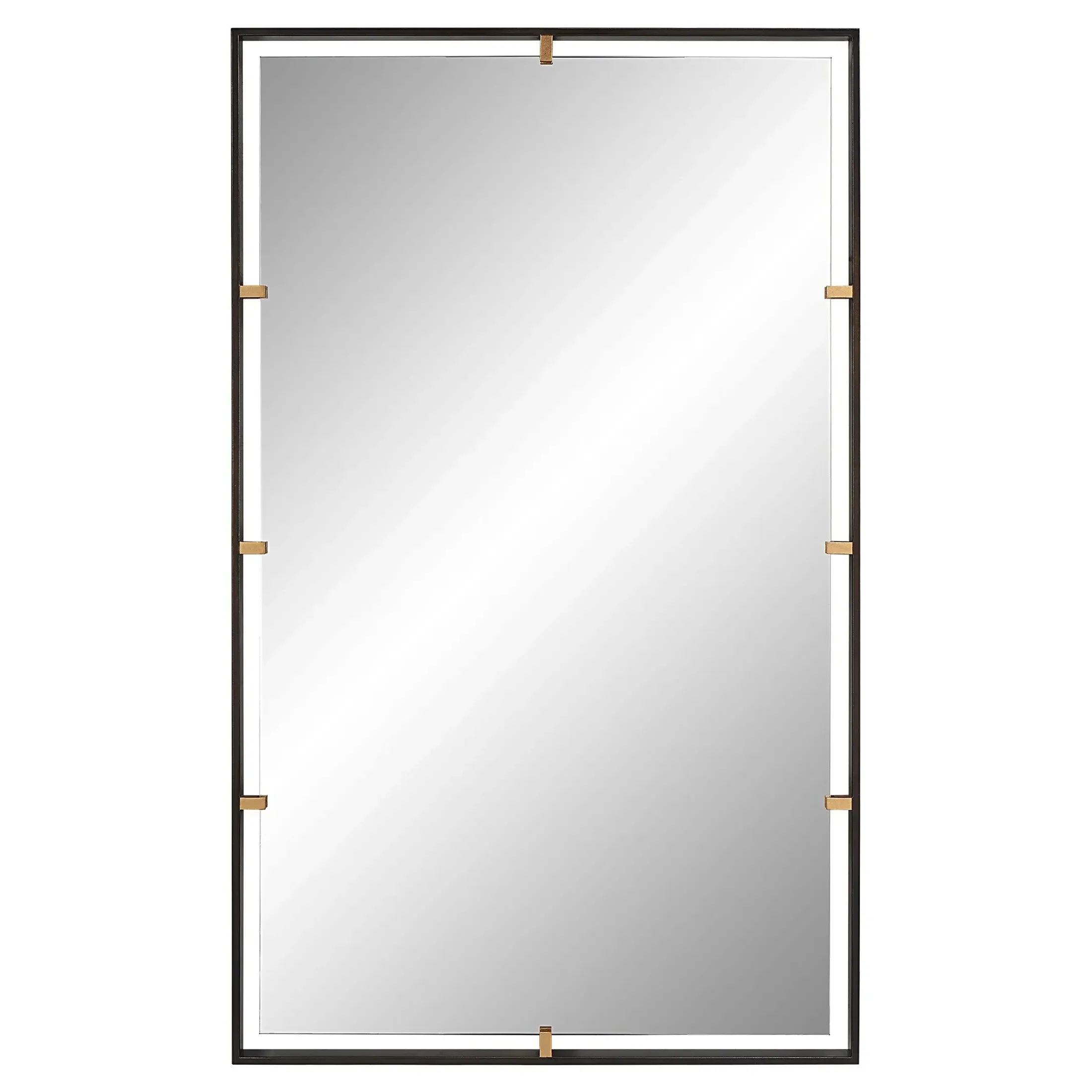 Jorah Rectangular Wall Mirror with Clips - Bronze, Iron image