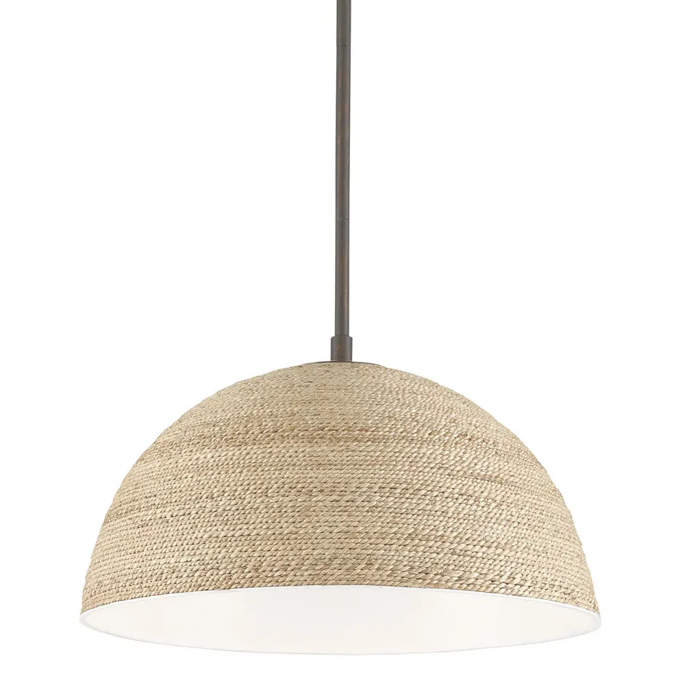 Jordan Dome Pendant Light - Beige, Abaca Rope