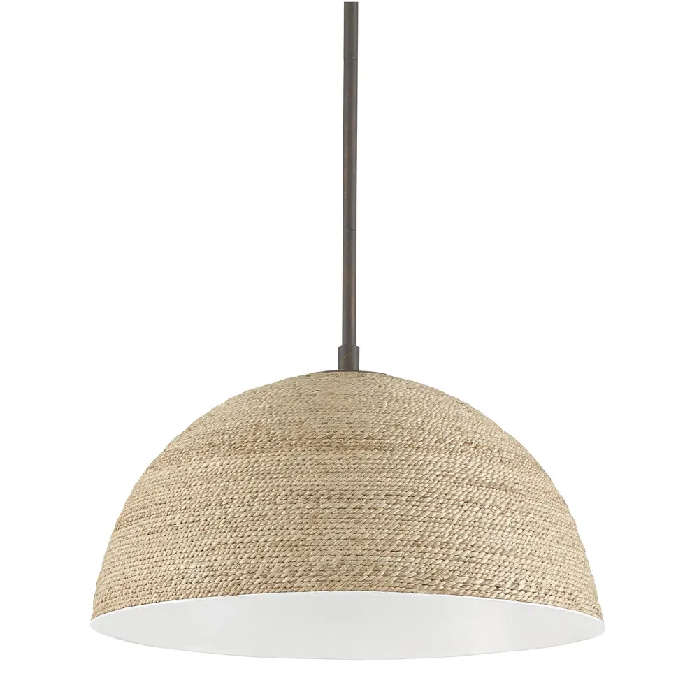 Jordan Dome Pendant Light - Beige, Abaca Rope