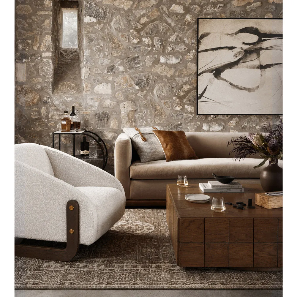 Jordane 3-Seater Sofa - Taupe, Velvet