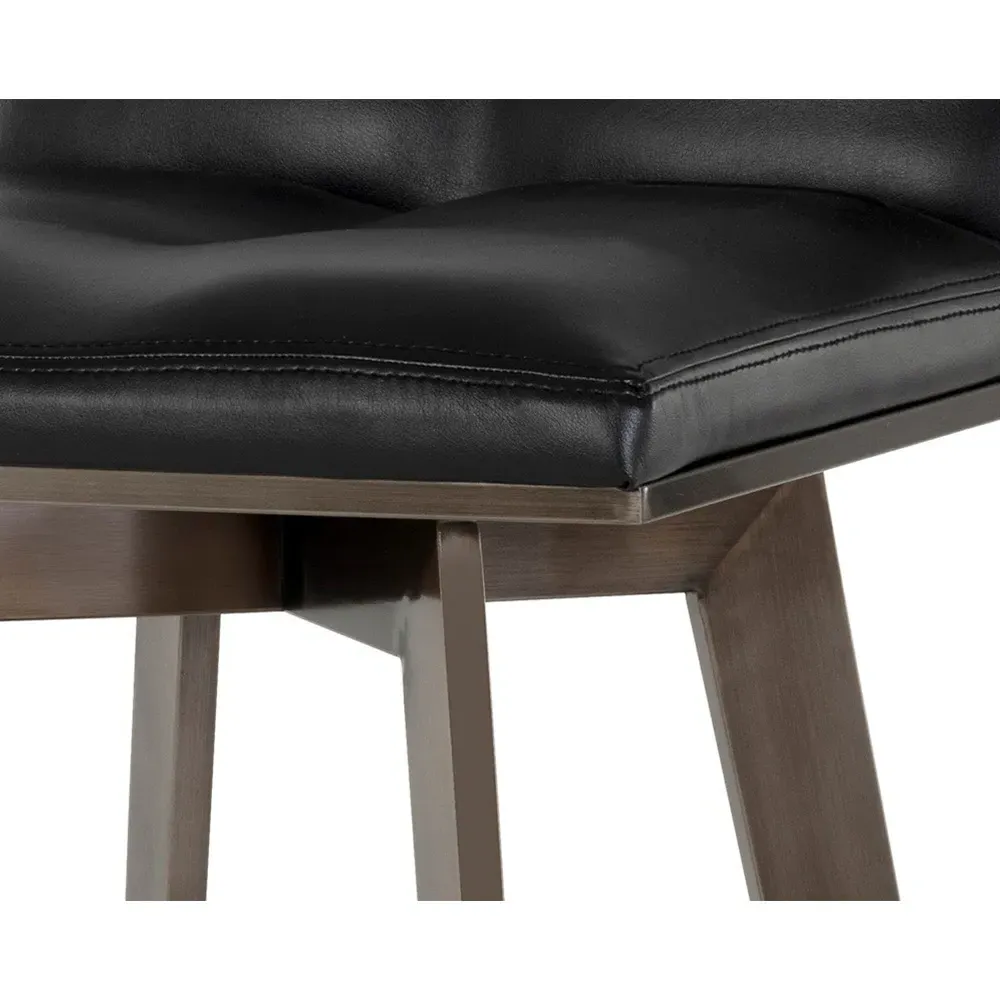 Jordanne Swivel Bar Stool - Black, Faux Leather