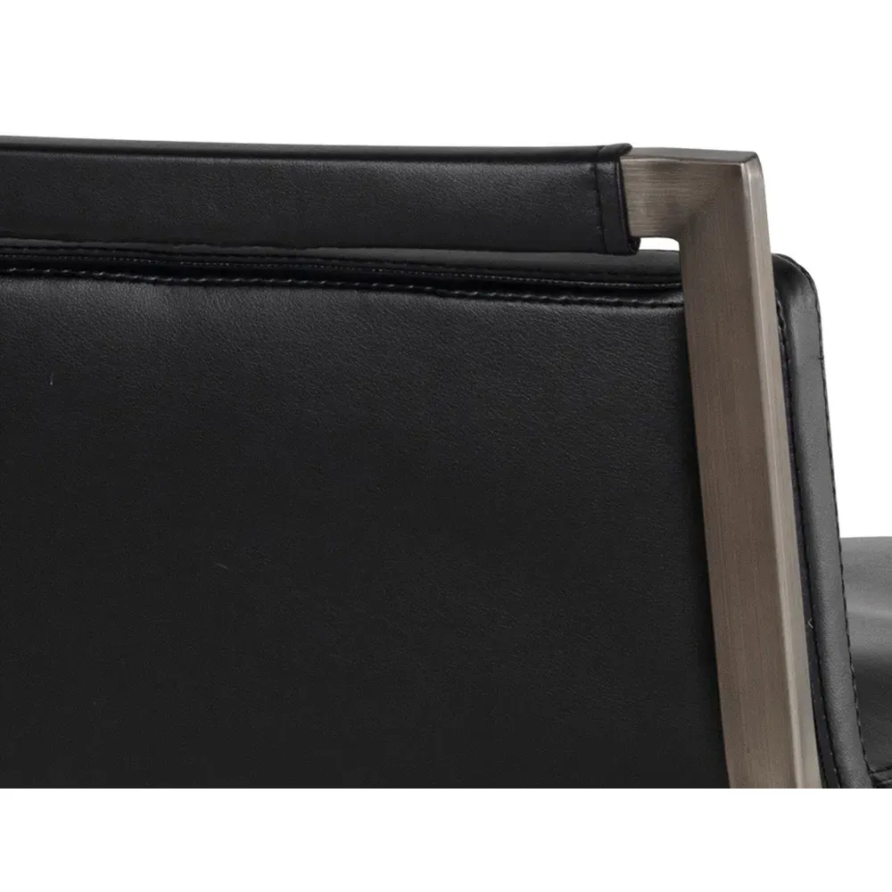 Jordanne Swivel Bar Stool - Black, Faux Leather