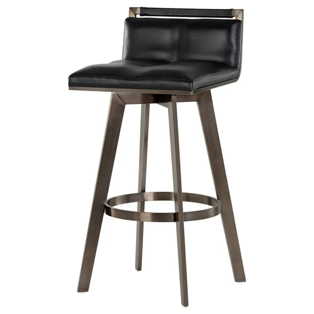 Jordanne Swivel Bar Stool - Black, Faux Leather image