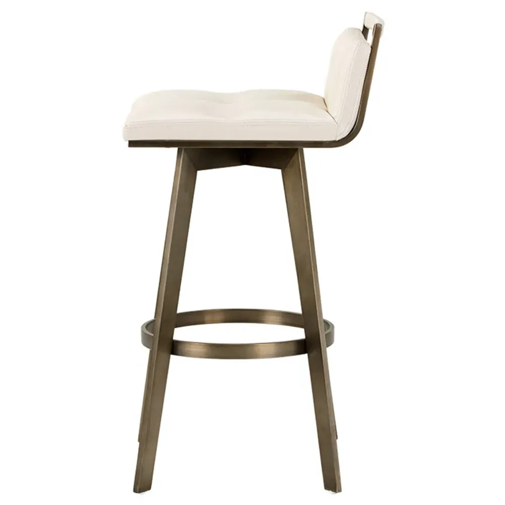 Jordanne Swivel Bar Stool - Cream, Faux Leather