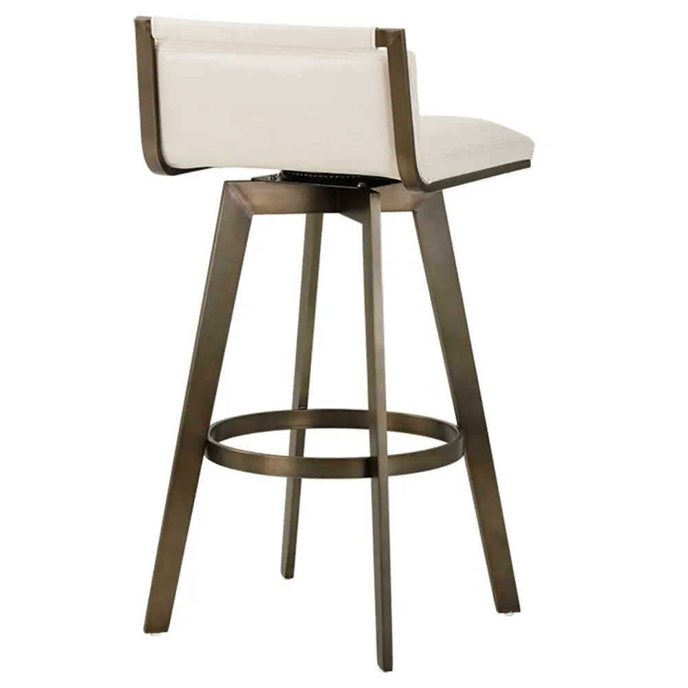 Jordanne Swivel Bar Stool - Cream, Faux Leather