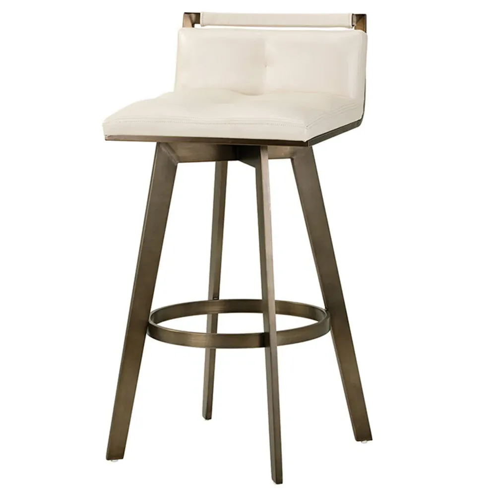 Jordanne Swivel Bar Stool - Cream, Faux Leather