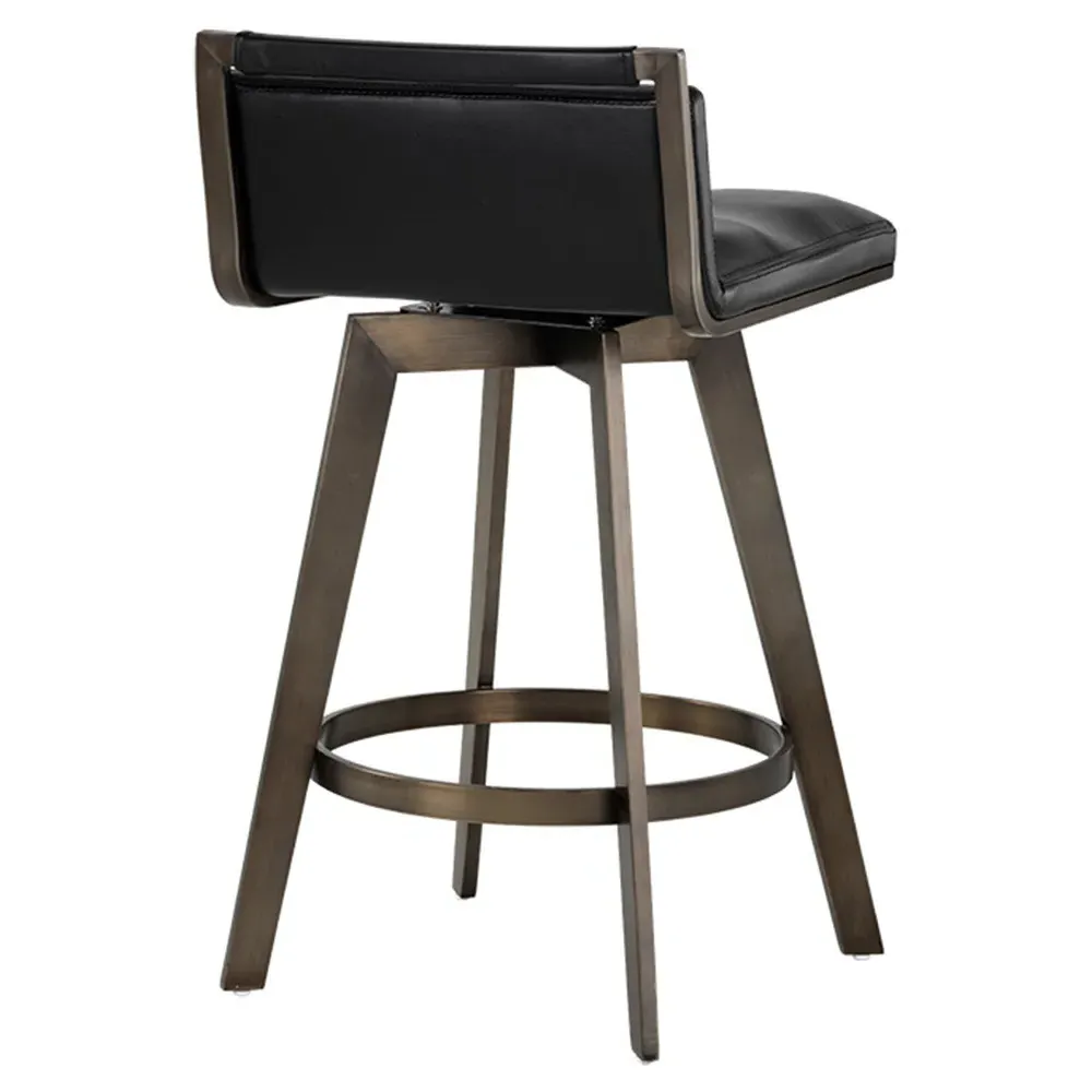 Jordanne Swivel Counter Stool - Black, Faux Leather