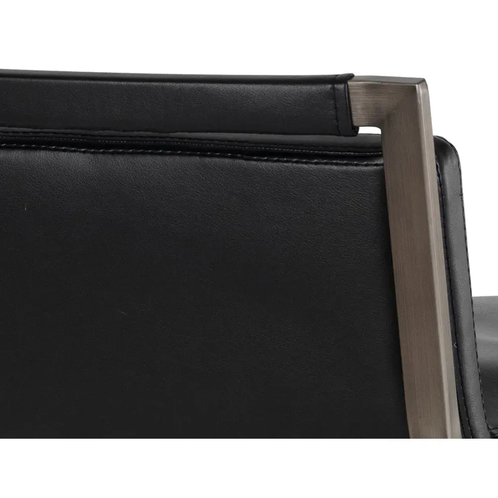 Jordanne Swivel Counter Stool - Black, Faux Leather