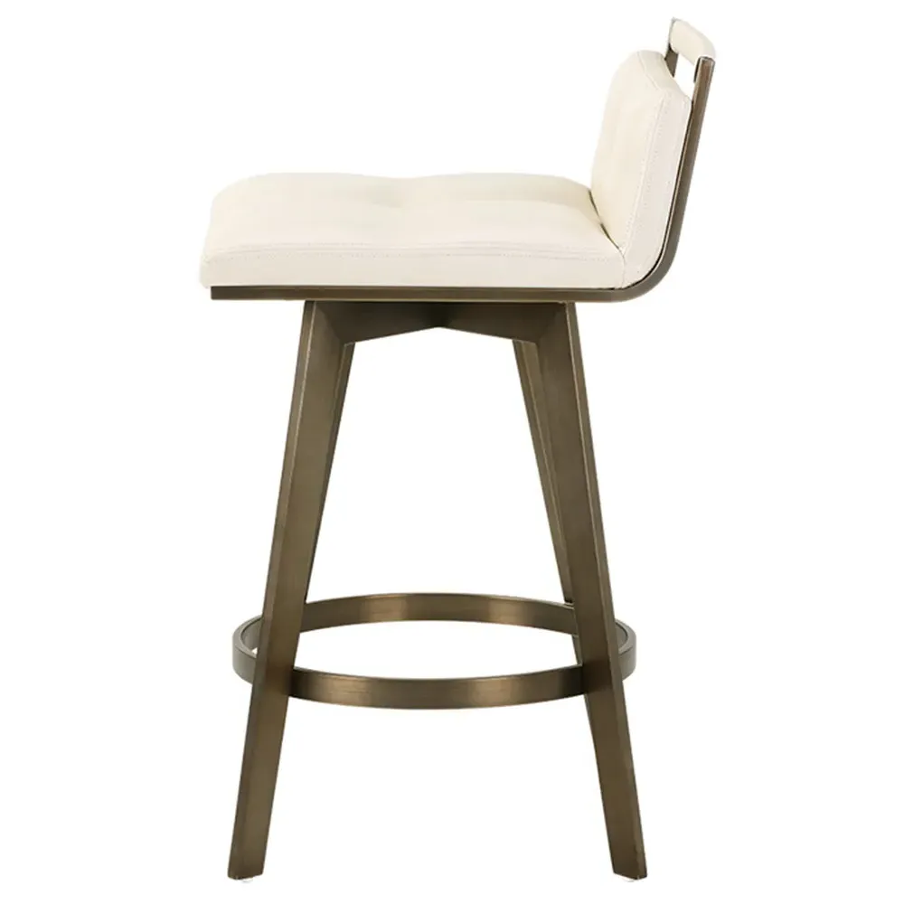 Jordanne Swivel Counter Stool - Cream, Faux Leather