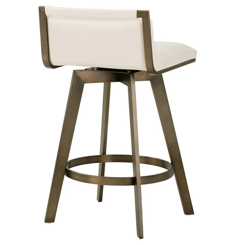 Jordanne Swivel Counter Stool - Cream, Faux Leather
