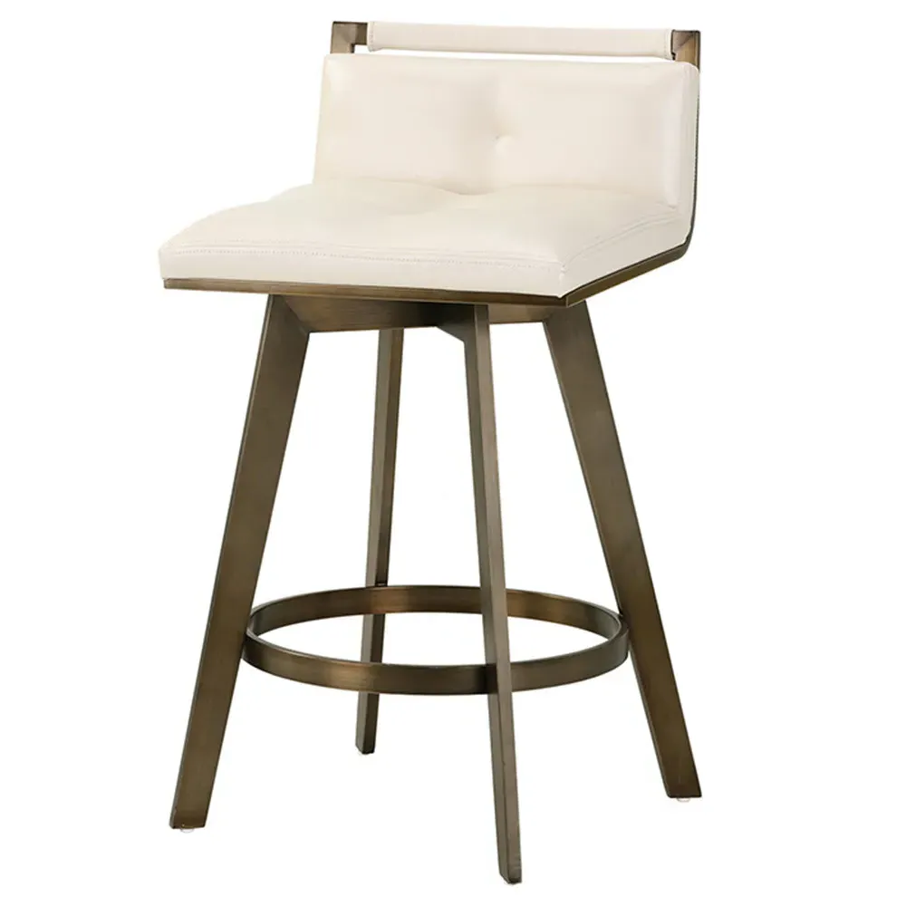 Jordanne Swivel Counter Stool - Cream, Faux Leather