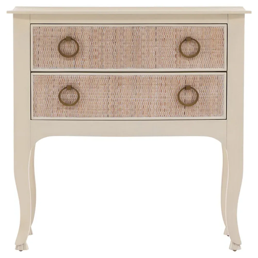 Jordyn Woven Raffia Nightstand - Cream, Mahogany Wood image