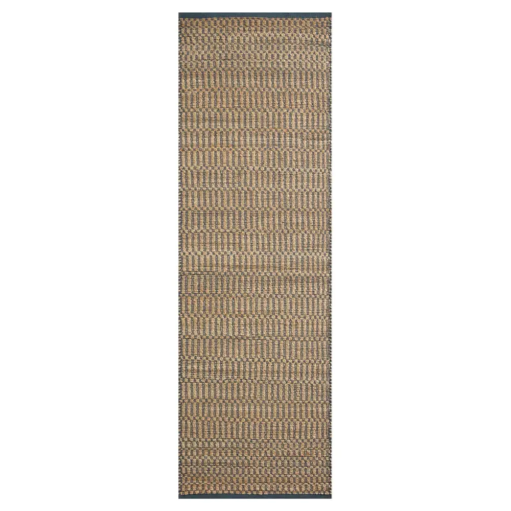 Jorren Linear Patterned Jute Rug - Navy Blue