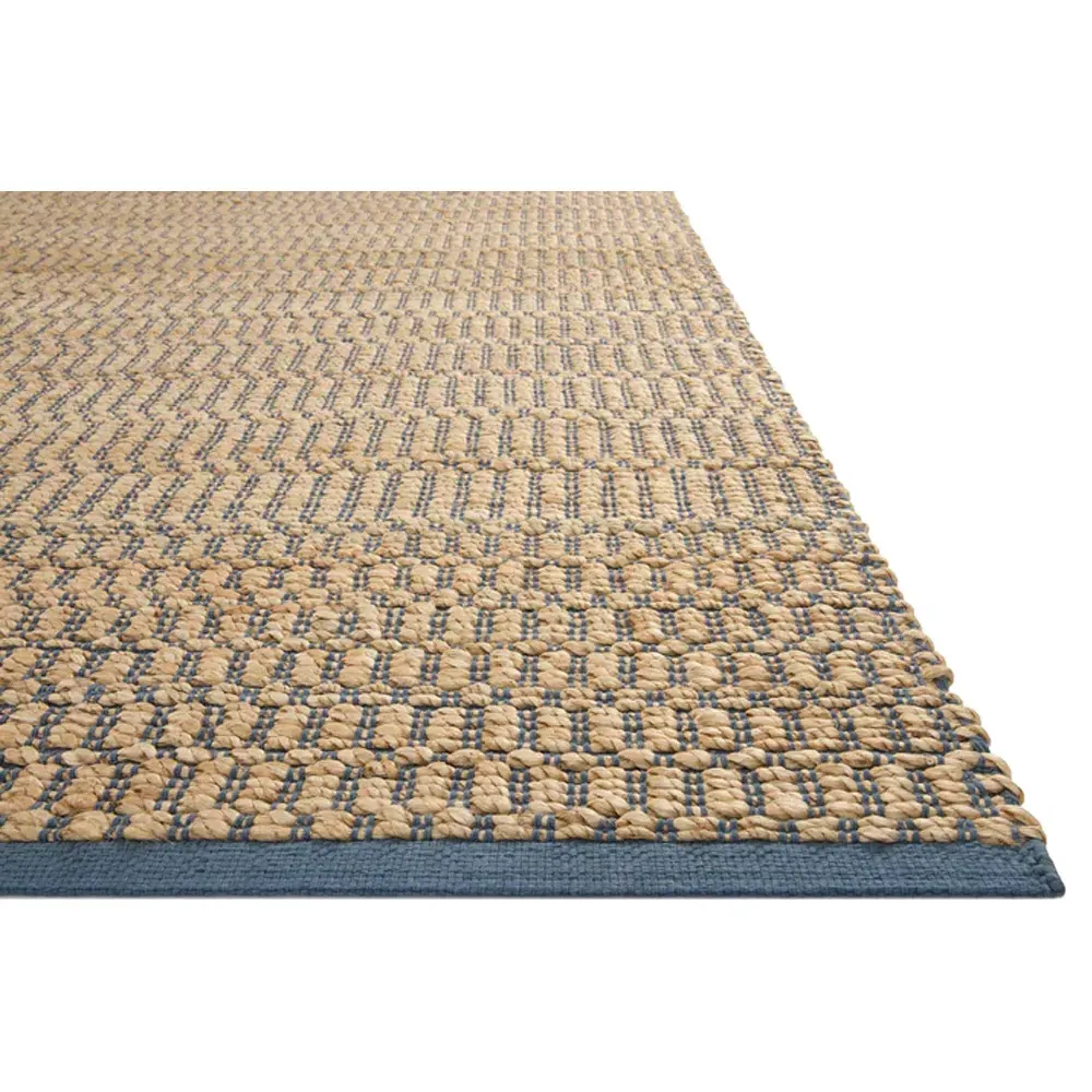 Jorren Linear Patterned Jute Rug Sample - Navy Blue